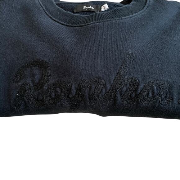 Rapha Chain Stitch Crew Neck Cotton Logo Sweatshirt Black Men's Medium - Picture 8 of 16